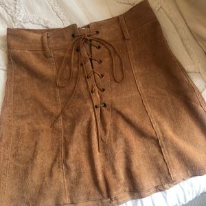 Princess Polly Tan Lace up Skirt
